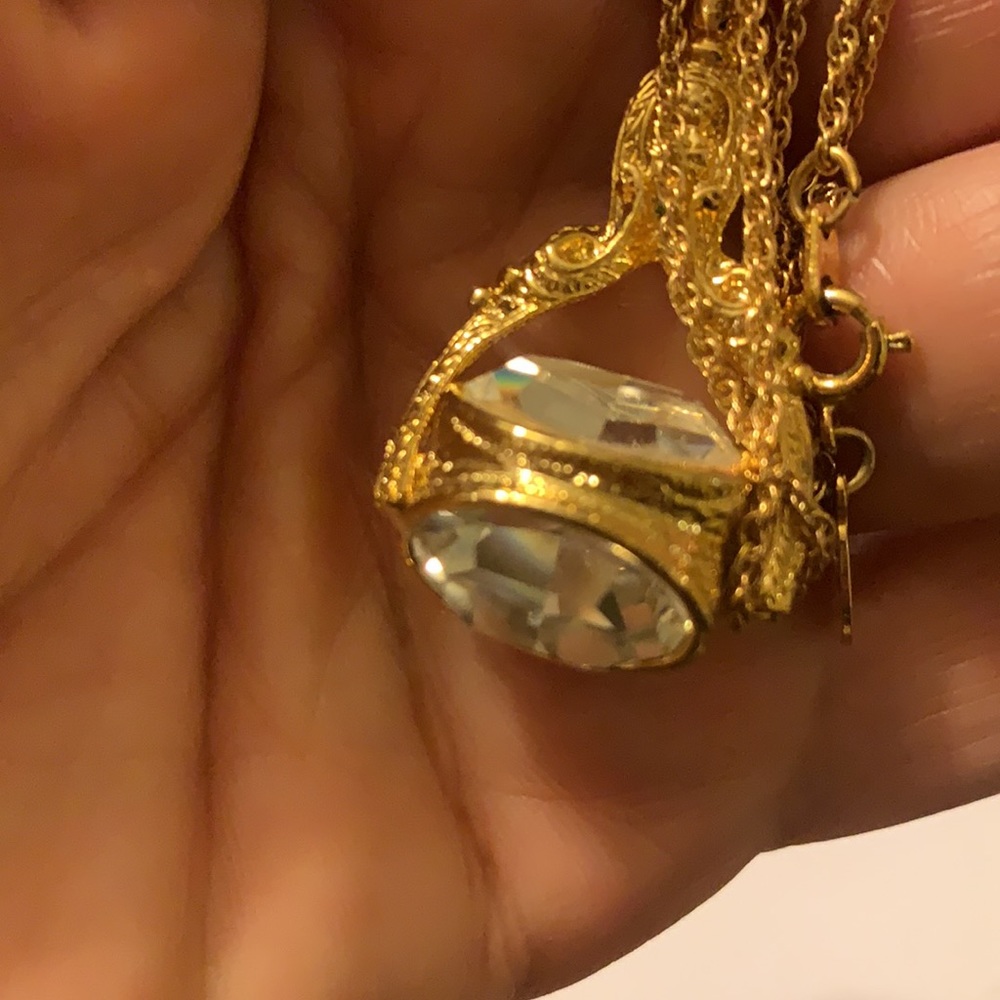 Vintage Joan Rivers Crystal Fidget Spin Gold Tone Necklace - Picture 11 of 12